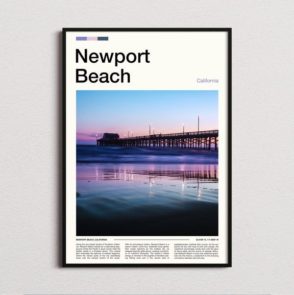 Newport Beach - Pier Reflected At Dusk - Travel Print