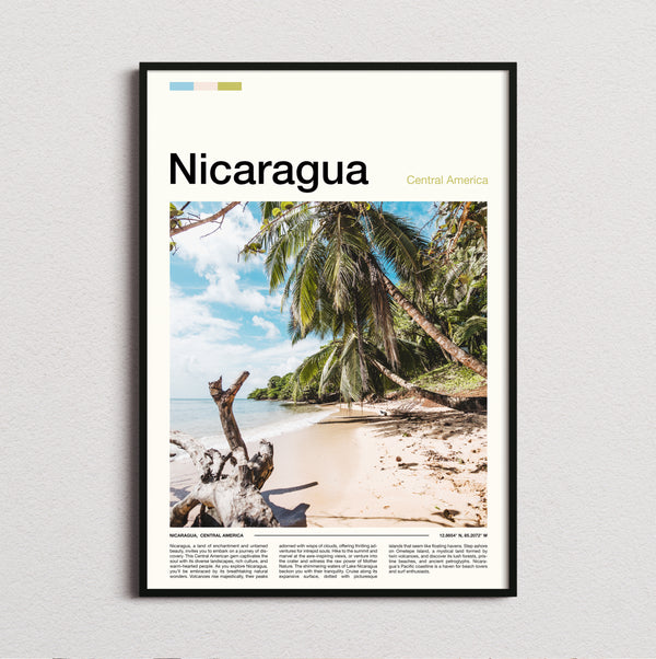 Nicaragua - Palm Trees On The Beach - Travel Print