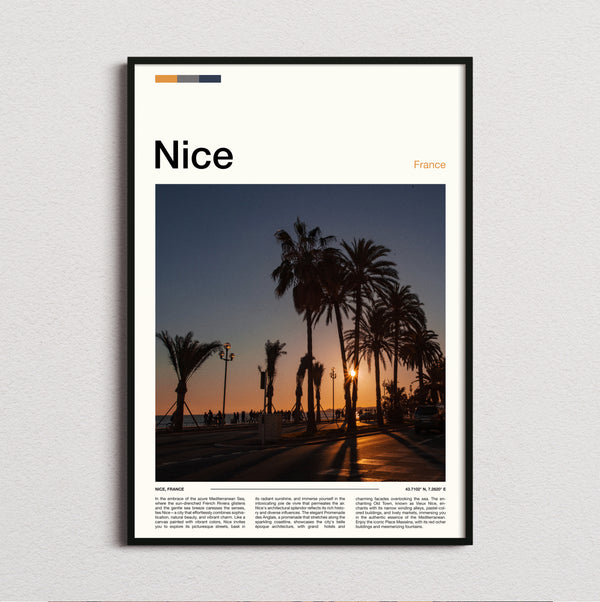 Nice - Palm Trees At Sunset - Travel Print