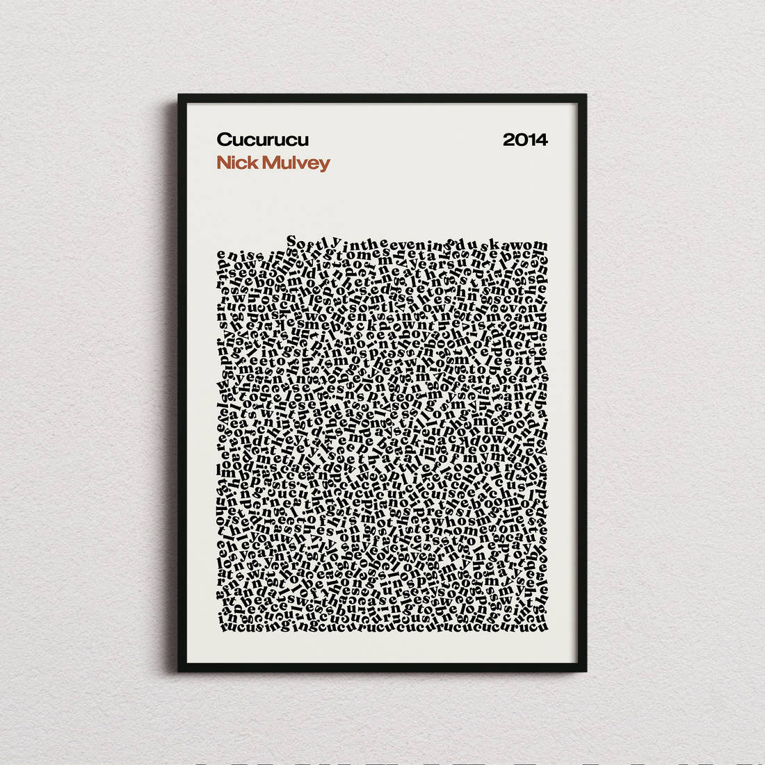 Nick Mulvey Cucurucu Lyric Print in the cream colourway, framed