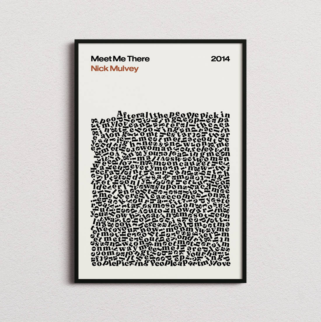 Nick Mulvey Meet Me There Lyric Print in the cream colourway, framed