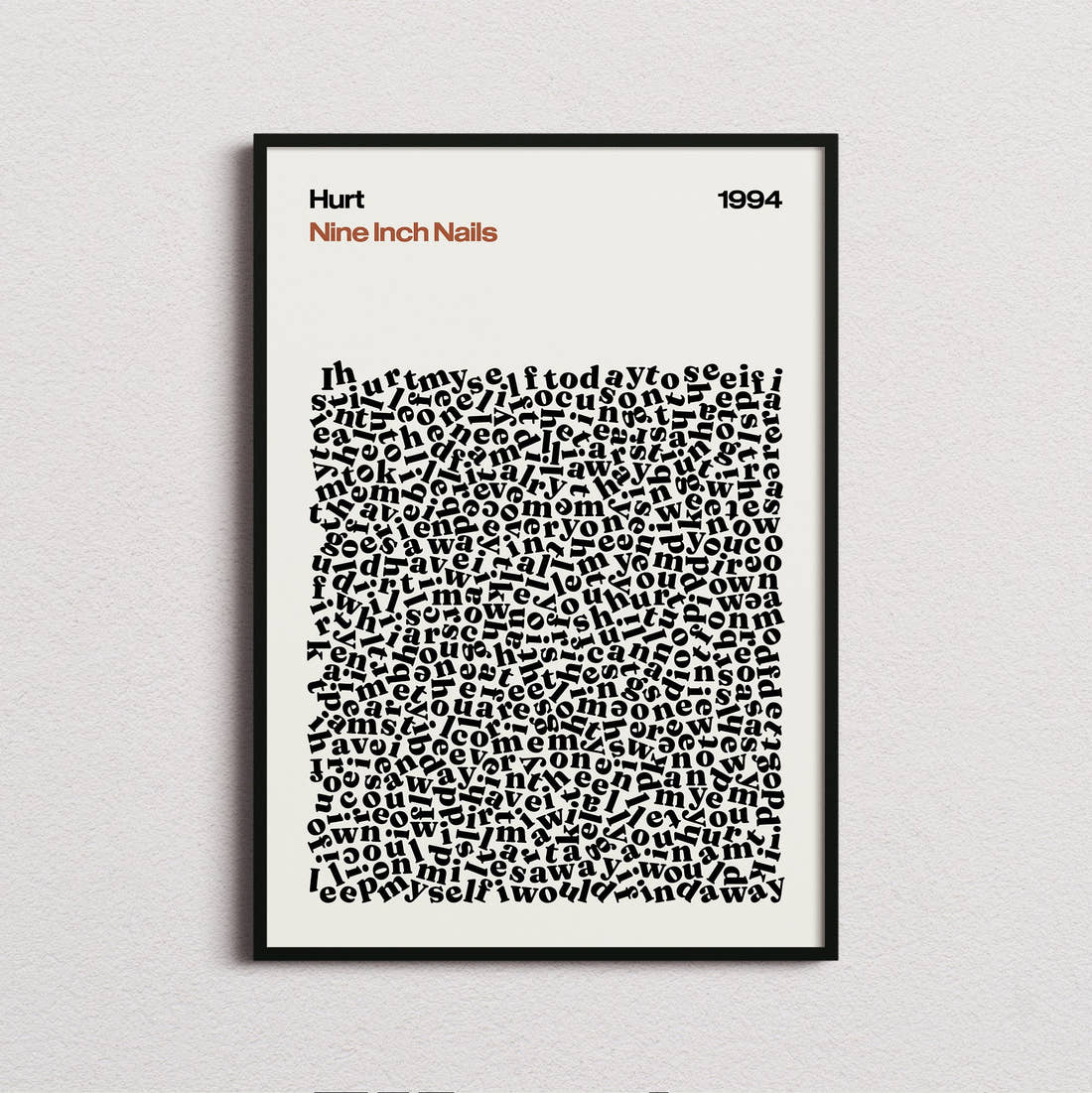 Nine Inch Nails Hurt Lyric Print in the cream colourway, framed