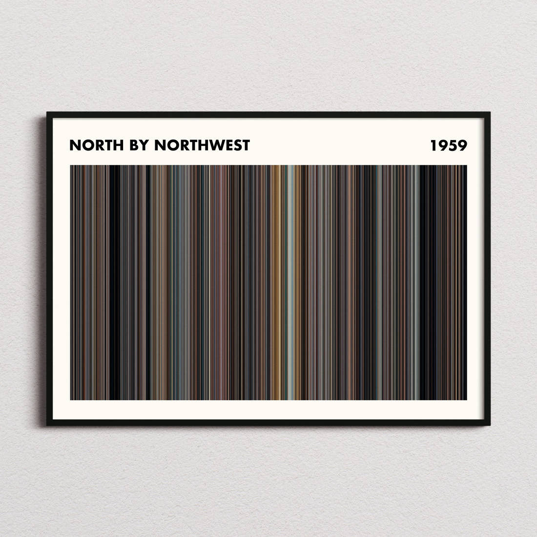 North by Northwest Movie Barcode Poster - Simplified