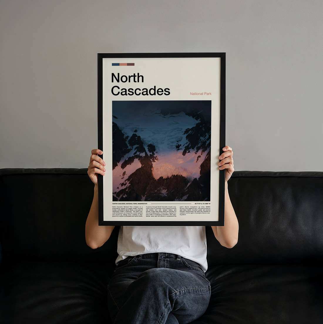 North Cascades Mount Shuksan Travel Print held up by hand to show the size of the print