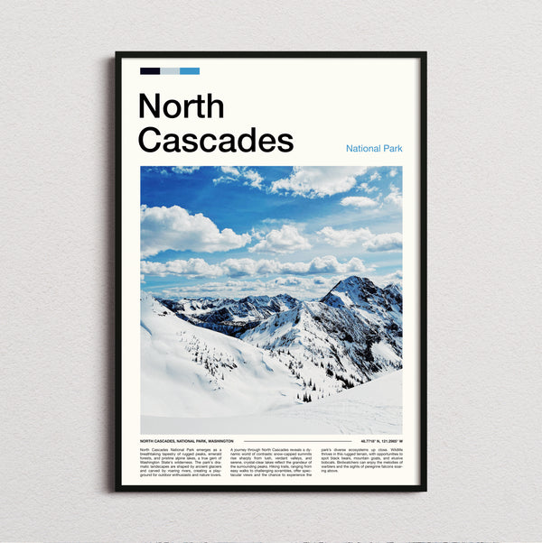 North Cascades - Snowy Mountain Peaks - Travel Print
