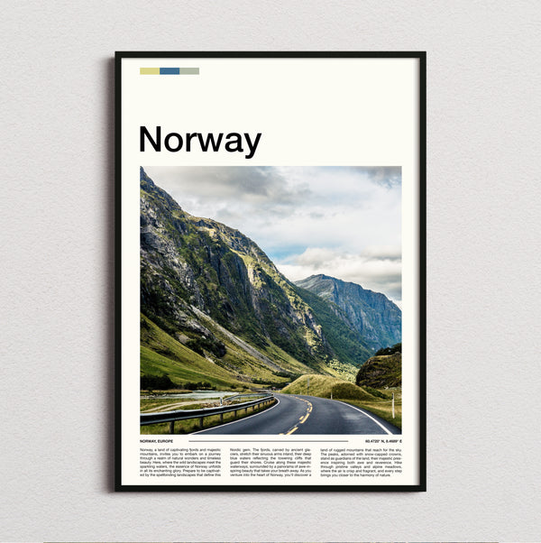 Norway - Road Through Green Mountains - Travel Print