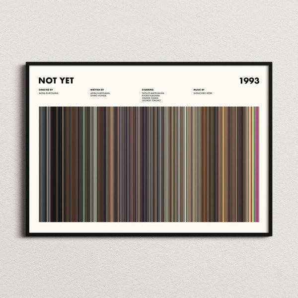 Not Yet Movie Barcode Poster framed and photographed straight on