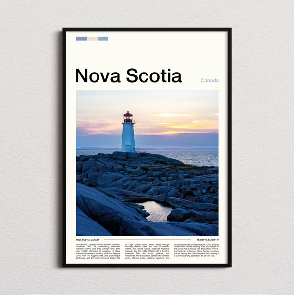 Nova Scotia - Lighthouse On The Rocks - Travel Print