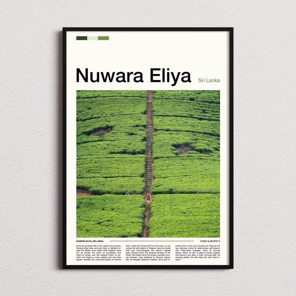 Nuwara Eliya Aerial Tea Plantation Travel Print framed and photographed straight on
