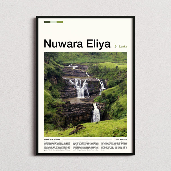 Nuwara Eliya Cascading Rock Waterfall Travel Print framed and photographed straight on