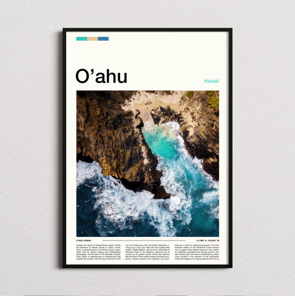 Oahu - Waves On Rocky Coast - Travel Print