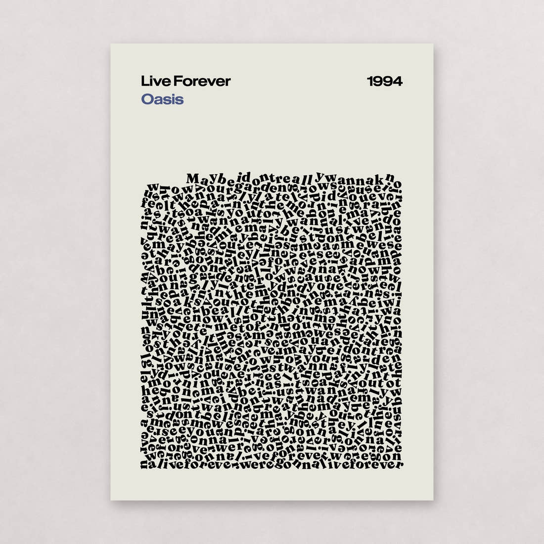 Oasis Live Forever free A5 lyric print