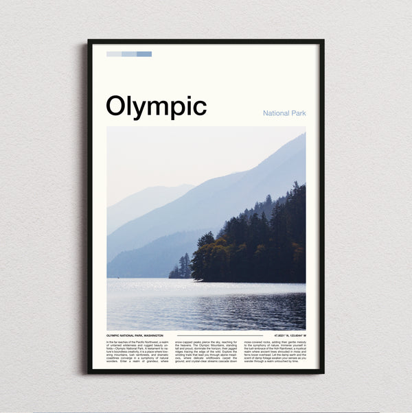 Olympic - Misty Lake And Hills - Travel Print