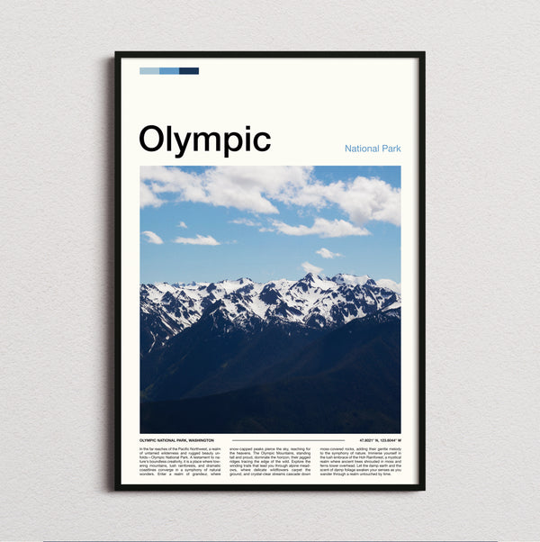 Olympic - Snowy Mountain Range - Travel Print