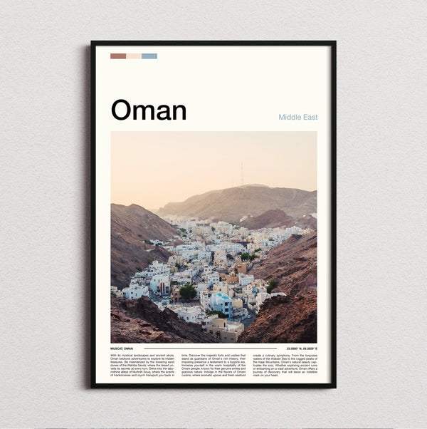 Oman - White Village Below The Hills - Travel Print