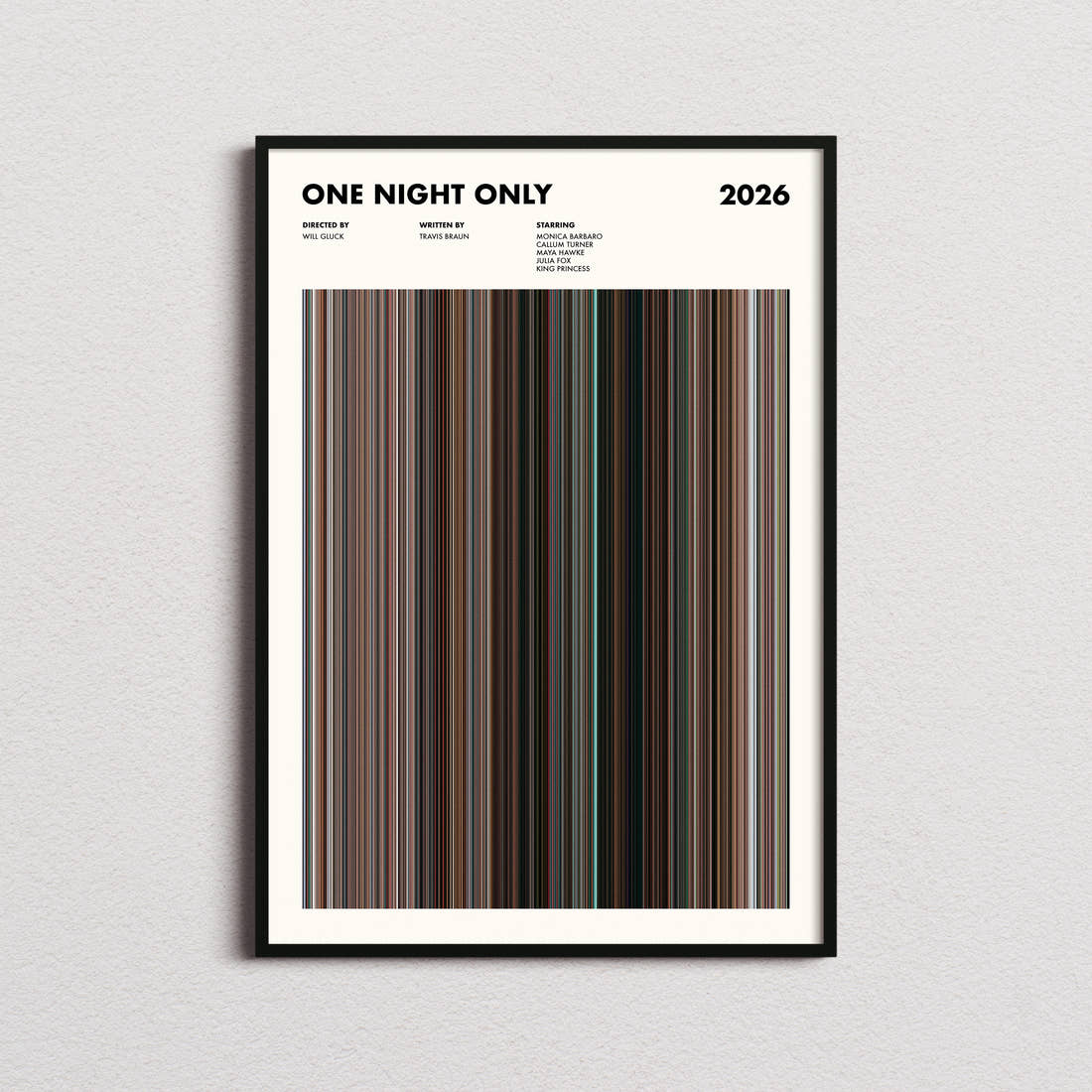 One Night Only Movie Barcode Poster