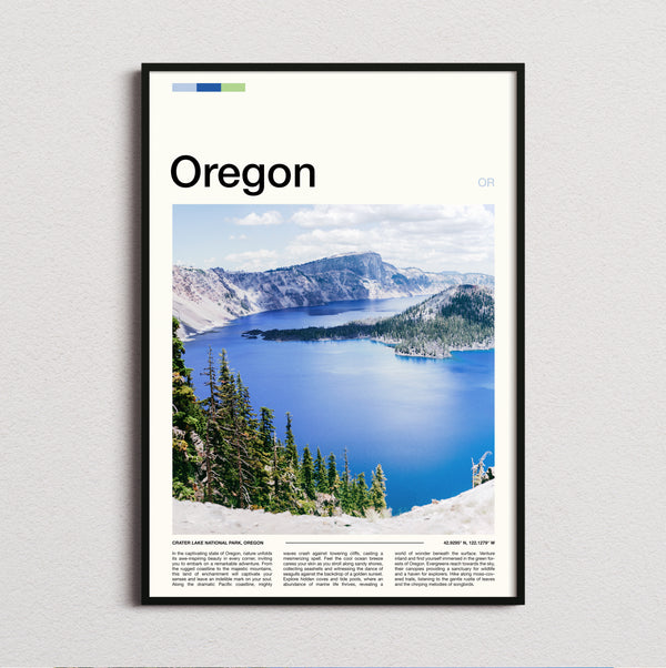 Oregon - Crater Lake In Snow - Travel Print