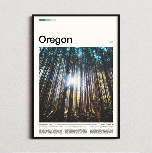 Oregon - Sunlight Through Tall Trees - Travel Print