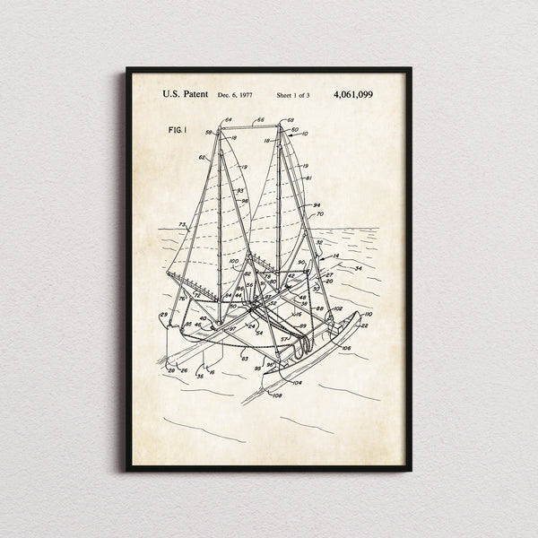 Outrigger Sailboat Patent Print