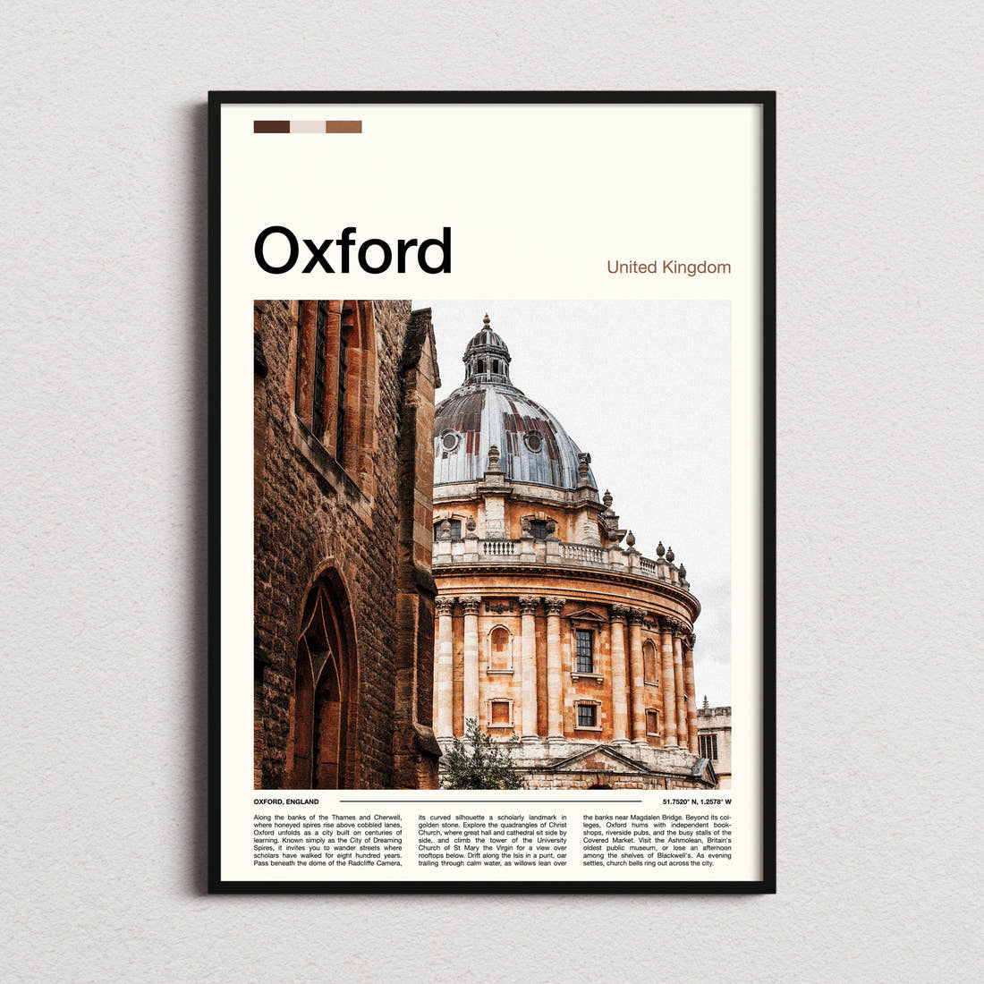 Oxford Radcliffe Camera Dome Travel Print framed and photographed straight on