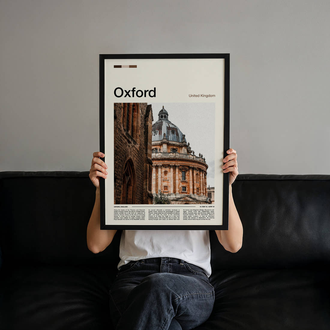 Oxford Radcliffe Camera Dome Travel Print held up by hand to show the size of the print