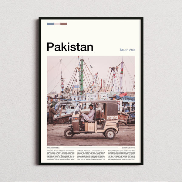 Pakistan - Auto Rickshaw And Boats - Travel Print