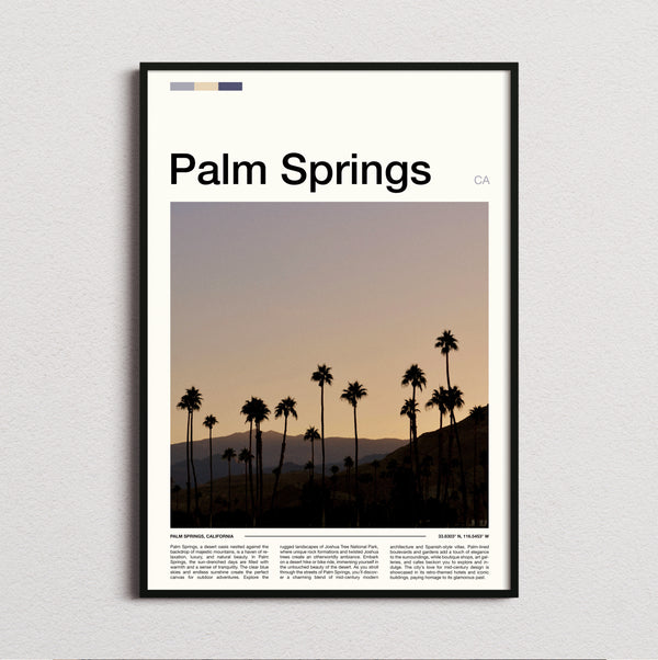 Palm Springs - Palm Trees Silhouetted At Dusk - Travel Print