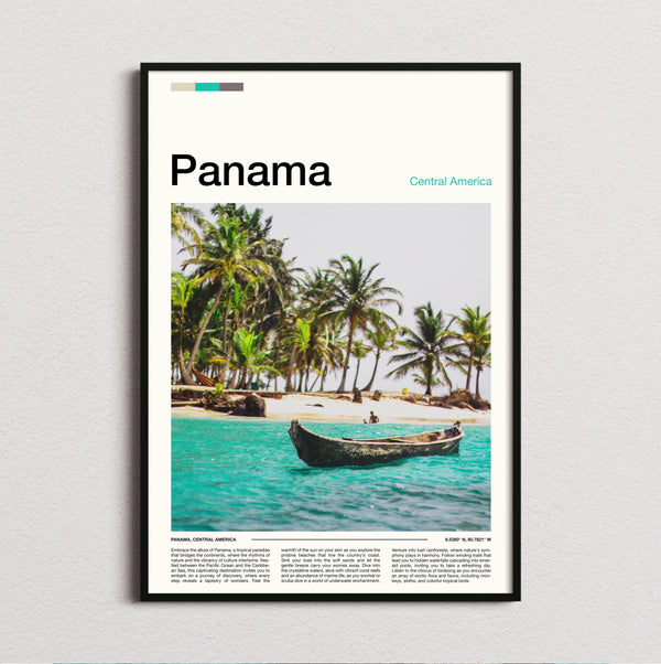 Panama - Canoe On Turquoise Water - Travel Print