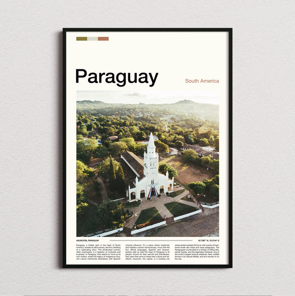 Paraguay - White Church From Above - Travel Print