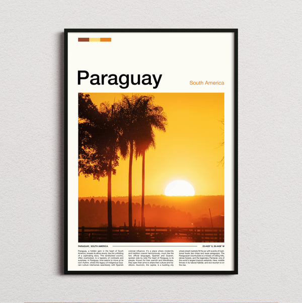 Paraguay - Sunset Through Palm Trees - Travel Print