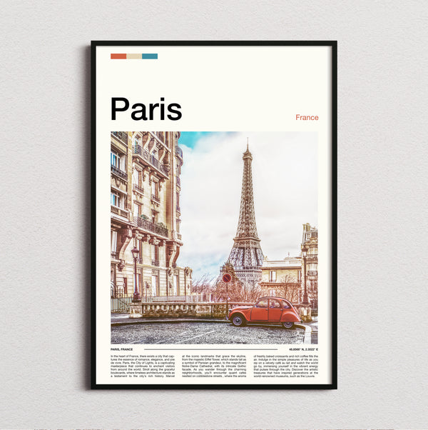 Paris - Eiffel Tower And Vintage Car - Travel Print
