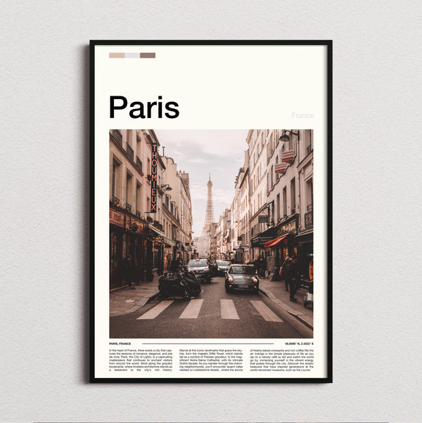 Paris - Street With Eiffel Tower - Travel Print