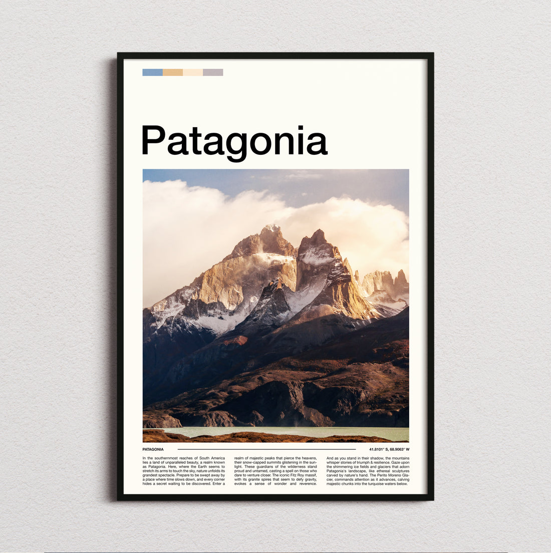 Patagonia - Snowy Mountain Peaks - Travel Print