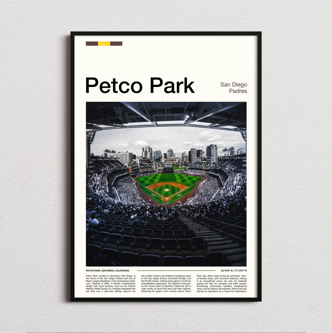Petco Park Stadium Print framed and photographed straight on