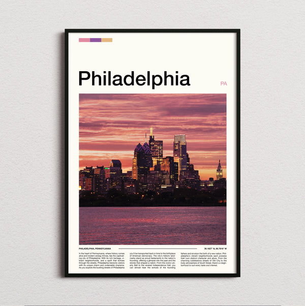 Philadelphia - Skyline At Dusk - Travel Print