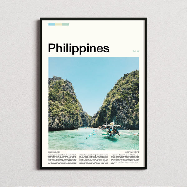 Philippines - Outrigger Boat And Cliffs - Travel Print