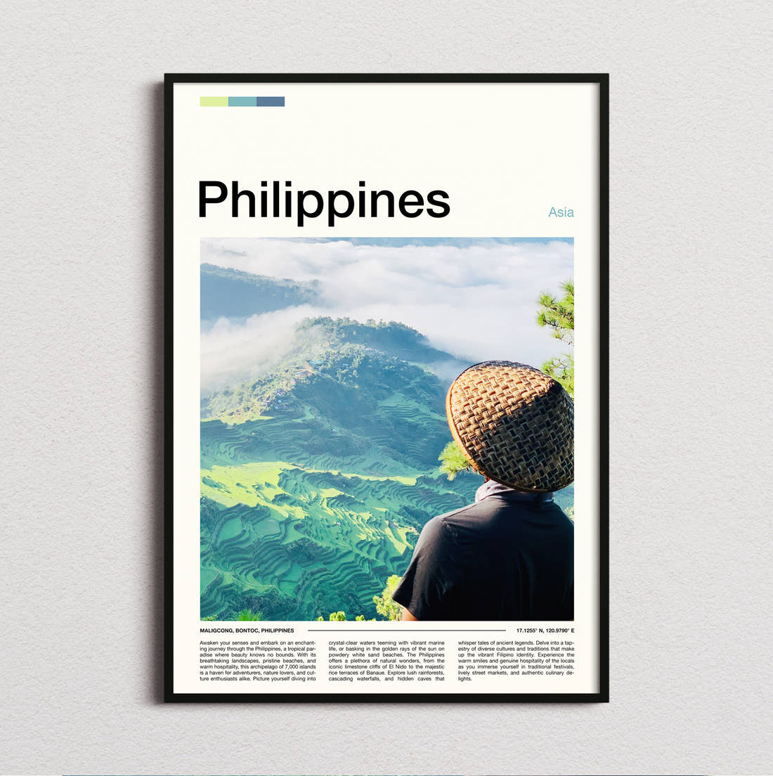 Philippines Straw Hat Travel Print framed and photographed straight on