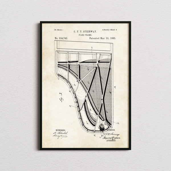 Piano Steinway Patent Print