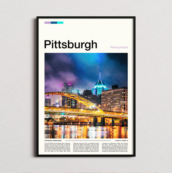 Pittsburgh - Bridge At Night - Travel Print