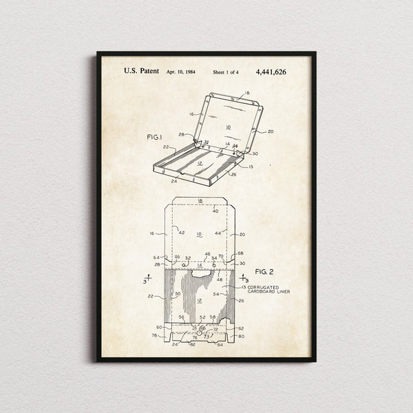 Pizza Box Patent Print