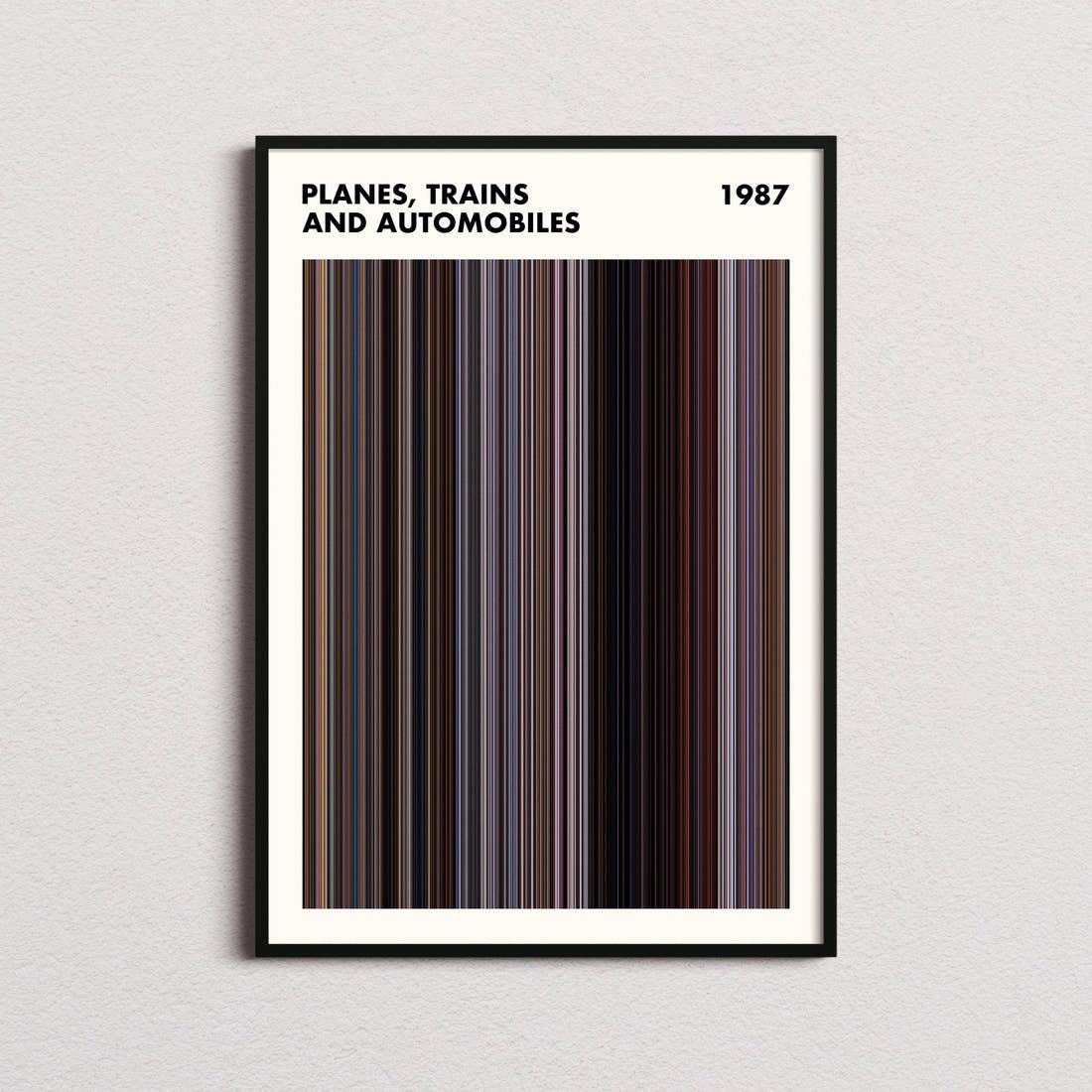 Planes, Trains and Automobiles Movie Barcode Poster - Simplified