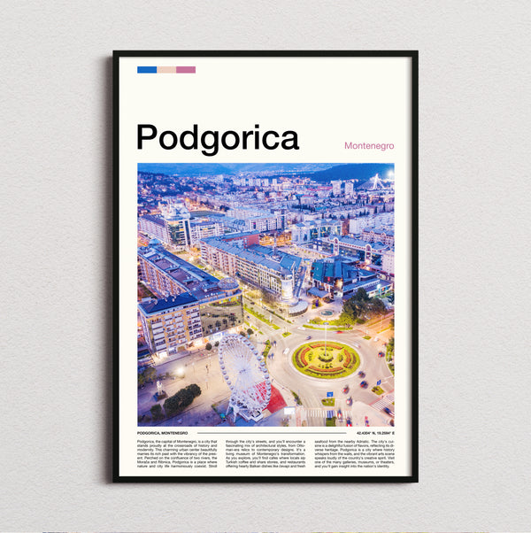 Podgorica - Aerial View Of City - Travel Print