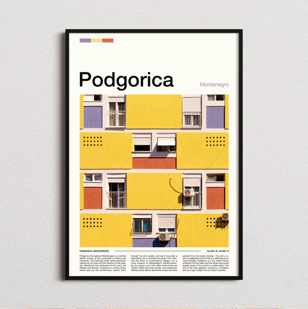 Podgorica - Colourful Building Facade - Travel Print
