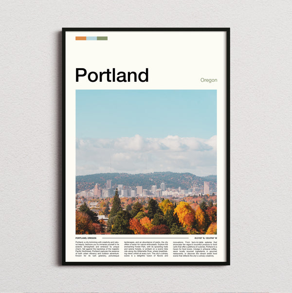Portland - Autumn Trees And Skyline - Travel Print