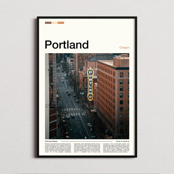 Portland - Vertical Marquee Sign - Travel Print