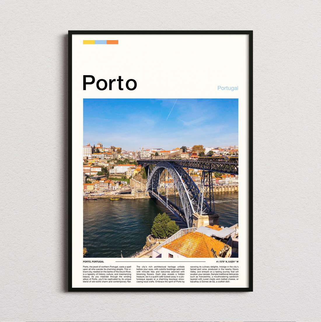 Porto Iron Arch Bridge Travel Print framed and photographed straight on