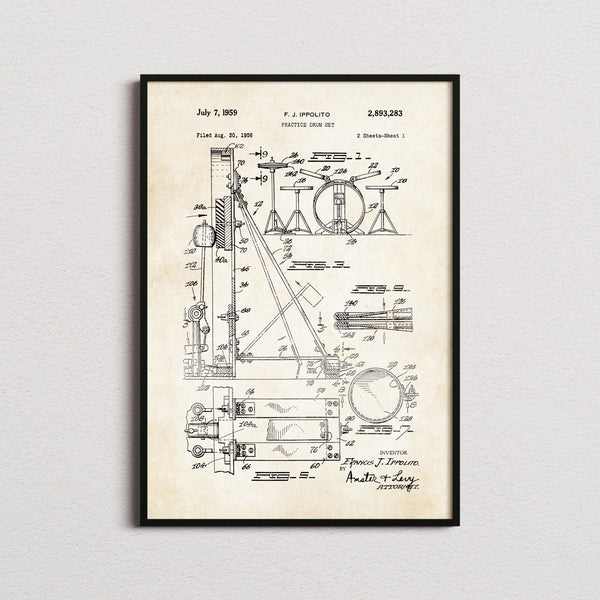 Practice Drum Set Patent Print