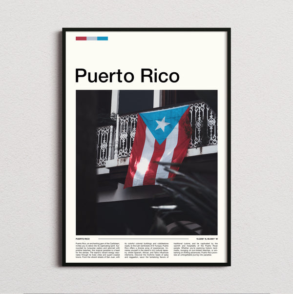 Puerto Rico - Flag On Balcony - Travel Print