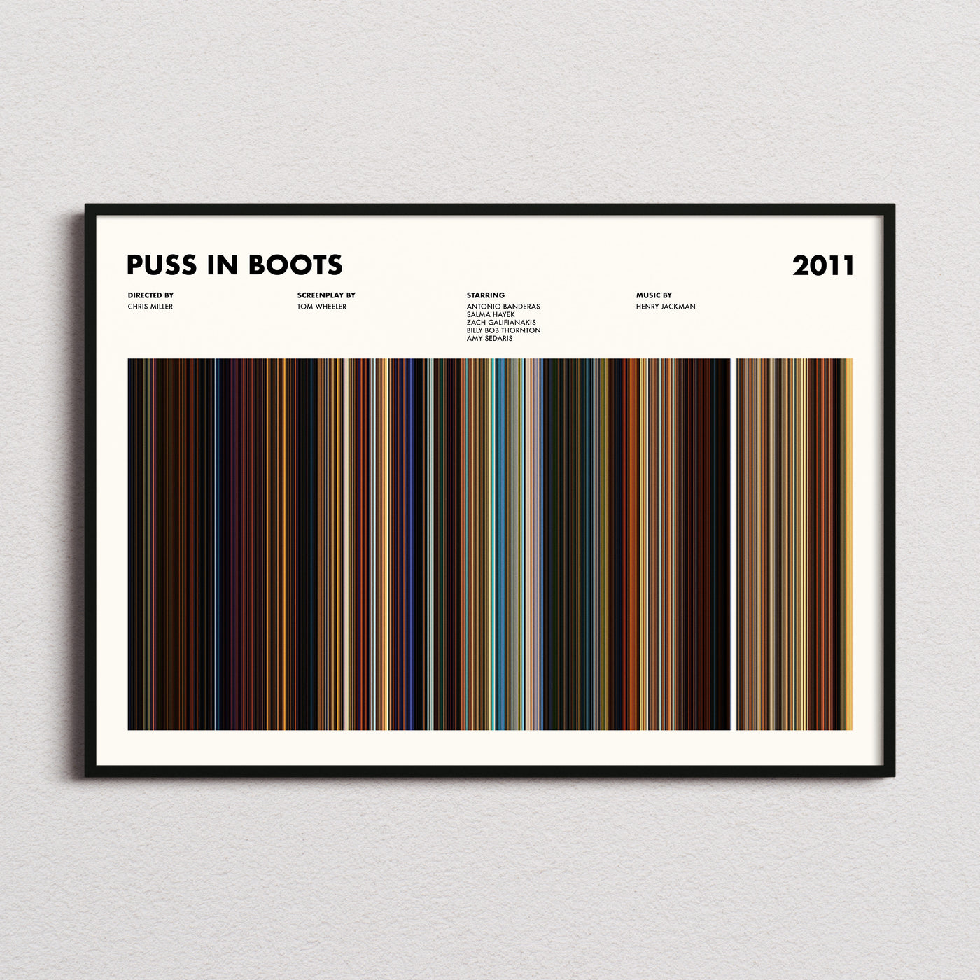 Puss in Boots Movie Barcode Poster