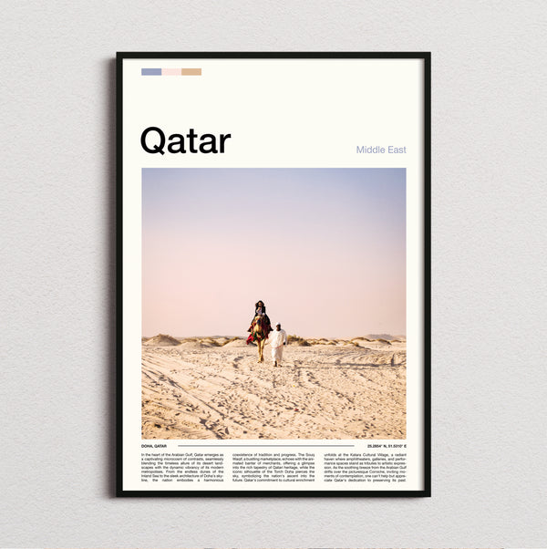 Qatar - Camel Rider On Dunes - Travel Print